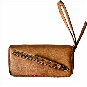 Free People Distressed Vegan Wallet Wristlet in Brown